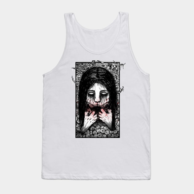 Horror Slit Mouthed (Black and White Version) Tank Top by DeathAnarchy